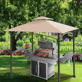 FAB BASED 5x8 Grill Gazebo Canopy for Patio, Outdoor BBQ Gazebo with Shelves, Barbeque Grill Canopy (Cream) FAB BASED