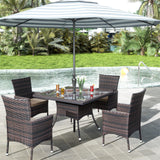 RTDTD 15 Pieces Patio Dining Set Outdoor Rattan Furniture Dinning Set with 3 Square Glass Tabletops 12 Chairs with Brown Cushions for Patio, Backyard Outdoor Kitchen Lawn & Garden RTDTD