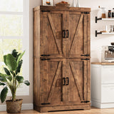 Pantry Cabinet,68'' Kitchen Pantry Storage Cabinet with 4 Doors and Adjustable Shelves, Farmhouse Tall Food Large Wood Pantry Storage Furniture for Kitchen Dining Room,Brown Jocoevol