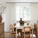 Pinch Pleated Linen Curtains 108 Inches long for Living Room 2 Panels Set Cream Ivory Flax Double Pleated Drapes Back Tab Neutral Boho Ceiling Floor 108 Inch Window Curtains Bedroom Natural Birch TWODRAPES