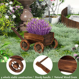 PULIJIA Wooden Wagon Planter Outdoor Garden Planter, Trolley Decoration Succulent Flower cart, Indoor Outdoor Backyard Balcon Decor cart with Wheels, Planter for Patio (HC-S) PULIJIAJU