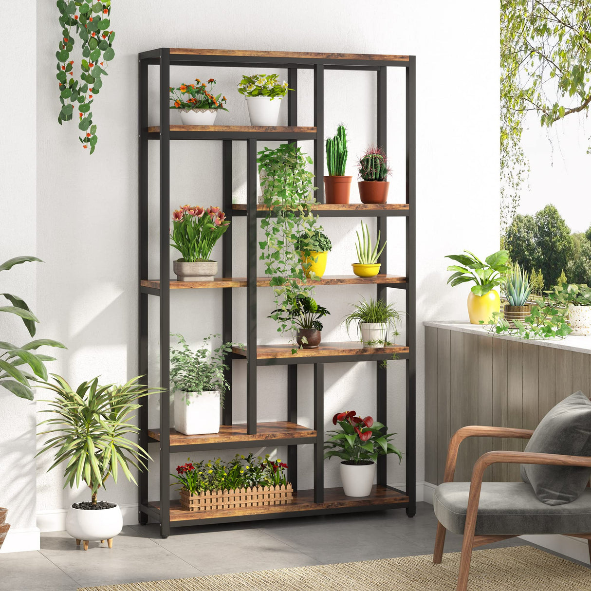 Tribesigns 79 Inch Industrial Vintage 10-Shelf Etagere Bookshelf for Home Office Storage Tribesigns