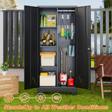 Storage Cabinet 61" H, Metal Outdoor Sheds with Shelves for Tools Storage, Cleaning Supplies Closet with Removable Pegboard for Outdoor, Garage, Utility Room METALREAD