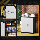 Greenvelly Metal Storage Cabinet,36” Lockable Storage Cabinet with Doors and Adjustable Shelves, Steel Locking File Cabinet for Garage,Home,School,Pantry(Black Grey) Greenvelly