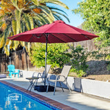 Home Zone Living 15x9 Ft Double Head Patio Umbrella with Base, 36 LED Lights, Sand Bags, UV Resistant & Waterproof, 213 LBS Total Weight, Burgundy Red Home Zone Living