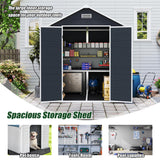 Outdoor Storage Shed 6x6 FT, Resin Shed with Floor & Window, Lockable Door, Vents, Outside Sheds & Garden Shed for Patio Furniture, Gardening Tools, Pool Equipment (Dark Gray, 6 * 6ft) OUEEEDD