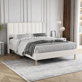 Zoophyter Upholstered Platform Bed Frame Full Size with Headboard,Strong Wooden Slats Support No Box Spring Needed Easy Assembly Beige Velvet Zoophyter