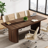 Tribesigns 6.56 ft Conference Table for 6-8 People, 78.7" Large Rectangle Meeting Table with Double Pedestal, Farmhouse Seminar Table Boardroom Desk for Office Meeting Conference Room, Walnut Tribesigns