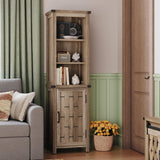 LINSY HOME Bathroom Storage Cabinet, Farmhouse Narrow Storage Cabinet with Door & Adjustable Shelves, Tall Linen Tower for Bathroom, Living Room, Light Brown LINSY HOME