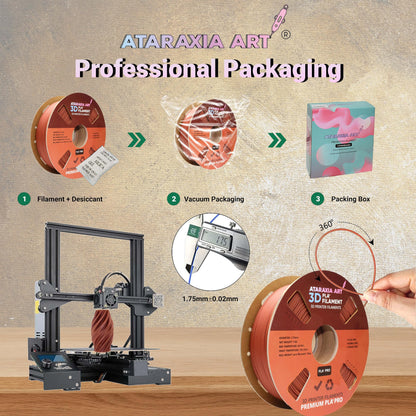 ATARAXIA ART Brick Red Wood PLA Filament 1.75mm, 1Kg/2.2Lb Spool, Wood 3D Printer Filament with Real Wood Particles, with Filament Storage Bag, Dimensional Accuracy +/-0.03mm,Fit Most FDM 3D Printers