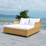 SAFAVIEH Outdoor Collection Cadeo Natural/White Cushion Daybed PAT7500D SAFAVIEH