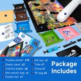 Sancallie 51“x34” Large Jigsaw Puzzle Mat Roll Up Mat- with 15 Glue Sheets, 6 PE Bags Jigroll to 2,000 Pieces with 6 Colorful Trays, Gift Box with Drawstring Bag, 3 Elastic Band, Hand Pump Sancallie