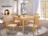 East West Furniture OXAN5-OAK-C Oxford 5 Piece Kitchen Set for 4 Includes a Square Table and 4 Linen Fabric Dining Room Chairs, 36x36 Inch East West Furniture
