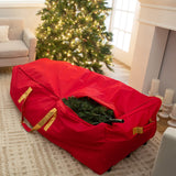 Simplify Christmas Tree Storage Bag | Holds Artificial Trees up to 11 Feet Tall | Holiday Decorations Organizer | Wheeled | Collapsible Duffle | Red Simplify