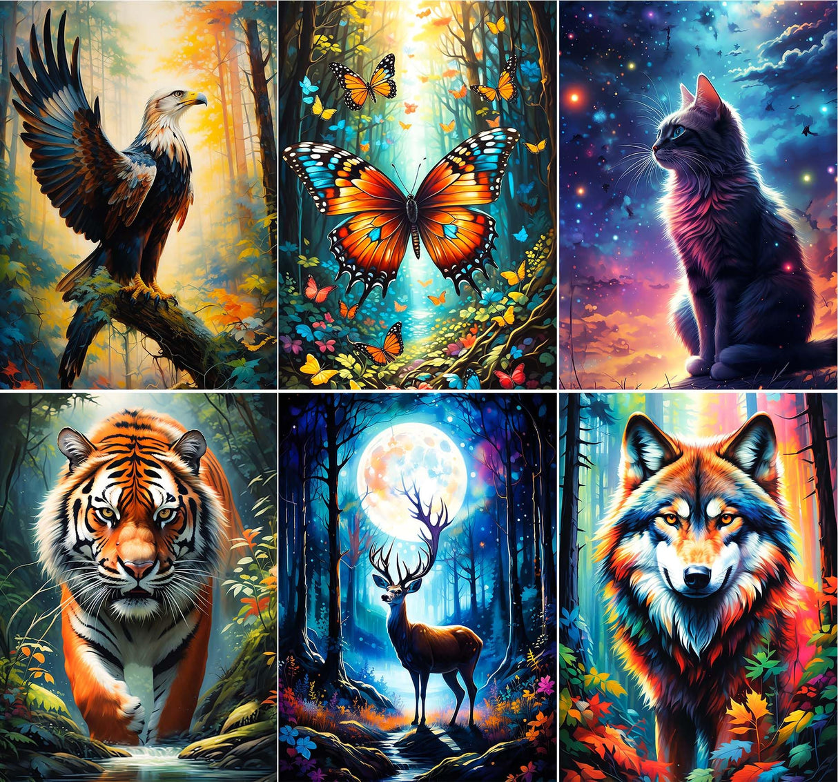 UiSdfuy Diamond Art Kits Crafts DIY 5D Diamond Art Packs Kits Full for Adults Beginner,Home Wall Decoration Gift 11.8x15.7inch (6 Pack Wild Animal) UiSdfuy
