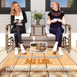 Outsunny 2 Person Outdoor Glider Bench, Patio Swing Glider Chair Loveseat with Breathable Mesh, Table, Steel Frame for Garden, Backyard, Porch, Cream White Outsunny