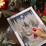 Fullhawl 5d Diamond Painting Kits Christmas for Adult and Beginners, Full Round Diamond Art Kit, 5d Pictures Arts and Crafts for Home Wall Decor, 12 x 16 Inch(Christmas Tree) Fullhawl