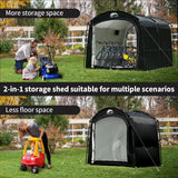 Happy Travel Bike Storage Tent, Outdoor 8×7×6.3ft Large 2-in-1 Portable Shed More 30% Top Space W/Double Doors with Mesh, Outside Lawn Mower Shelter and Bicycle Cover for Patio Furniture, Garden Tools HAPPY TRAVEL
