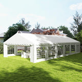 Outsunny 20' x 40' Heavy Duty Party Tent, Galvanized Outdoor Canopy Tent Large Event Shelter with Removable Sidewalls, 12 Windows and 2 Doors, Tents for Parties, Wedding, Events, BBQ Grill, White Outsunny
