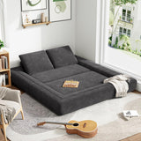 LIKIMIO Convertible Sleeper Sofa Bed Floor Sofa 3-in-1 No Assembly, Foldable Mattress with Corduroy Upholstery Dark Grey, Lounge Loveseat Couch for Living Room Studio Guest Room LIKIMIO