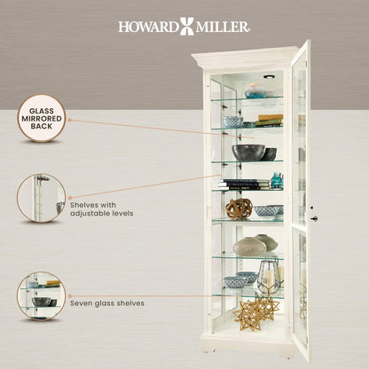 Howard Miller Chesterbrook V Curio Cabinet 680-662 – Aged Linen Finish Home Decor, Seven Glass Shelves, Eight Level Display Case, Locking Door, No Reach Light