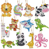 12 PCS Diamond Painting Keychains Kit Animals Diamond Art Ornaments Double Sided 5D Diamonds Key Rings DIY Diamonds Pendants for Beginners Birthday Crafting Home Party Decor Augisteen