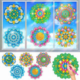 ACSAUMMY Diamond Art Kits, 6pcs Mandala Diamond Art Suncatchers Stained Glass Window Stickers, DIY Gem Craft Kit Window Static Clings, Diamond Art Kits for Adults, Kids, Decoration ACSAUMMY