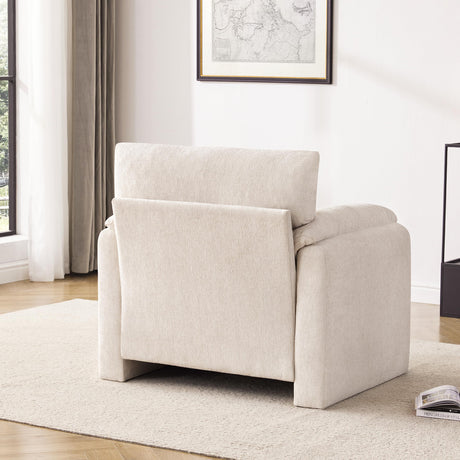Howjoe Chenille Oversized Armchair, 38.6" Wide Accent Chairs for Living Room & Bedroom Modern Lounge Chair, Upholstered Mid-Century Reading Chair, Comfy Living Room Chair, Single Sofa Chair, Beige Howjoe