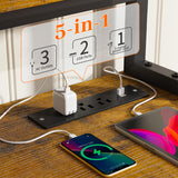 EnHomee 56.5" Computer Desk with File Drawers Cabinet,Home Office Desk with Shelves Monitor Stand,Study Writing Gaming Desk with Power Outlets,Work Table with Printer Space,Rustic Brown EnHomee