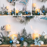 Valery Madelyn Pre-Lit Christmas Garland with Lights for Mantle, 6 feet Lighted Battery Operated Xmas Garland with Silver Light Blue Balls for Front Door Fireplace Table Centerpiece Outdoor Decor Valery Madelyn