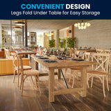 Flash Furniture Hercules Series 7' x 40" Rustic Solid Pine Folding Dining Table, Rectangular Antique Farmhouse Dining and Event Extension Table Flash Furniture