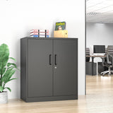 AFAIF Metal Storage Cabinets with Locking Doors&2 Adjustable Shelves, Lockable Steel Office Cabinet, Black Counter Cabinet Small Locking Cabinet Locked Tool Cabinet for Home, Office, Garage, Hallway AFAIF