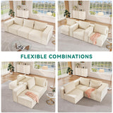 YITAHOME Oversized Deep Modular Sectional Sofa, Cloud Couch 3-Seat Sofa with 3 Pillows, Corduroy Sectional Couches for Living Room, Apartment, Office, Hotel, Bedroom, No Assembly Required, Milky White YITAHOME