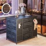 EnHomee 24 Drawers Black Dresser for Bedroom, Dressers & Chests of Drawers with 4 Wheels and 40“ * 23” Wide Wooden Top, Metal Frame, Organizer Island with Hooks for Bedroom, Cloakroom, Dressing Room EnHomee