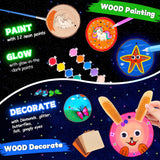 Crincy Kids Wooden Painting Kit, Glow in The Dark Paint Kit, Arts and Crafts Birthday Party Gifts for Kids Ages 8-12, Creative Art & Craft Activity Kits Toys for Boys Girls 6 7 8 9 10 12 Year Old Crincy