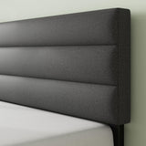 ZINUS Full Piper Upholstered Platform Bed with Horizontal Paneled Headboard, Wooden Slat Support, No Box Spring Needed, Easy Assembly, Eco Friendly Packaging, Dark Grey ZINUS