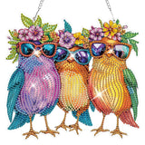 HEIBAGO Birds Hanging Diamond Art Kits for Adults, Fall Special Shaped Crystal Diamond Painting Ornament Kit, DIY Double-Sided Pattern Window Pendant Gem Art Kit for Home Wall Decor 8.3x8.3inch HEIBAGO