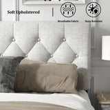 HAOARA King Size Platform Bed Frame with Upholstered Button Tufted Headboard, Mattress Foundation with Wooden Slat Support, Noise Free, No Box Spring Needed, Easy Assembly, Light Grey HAOARA