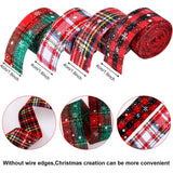 4 Rolls Christmas Plaid Ribbon - Snowflake Plaid Burlap Ribbon for Christmas Tree Wrapping, 24 Yards (1.6 Inch) WILLBOND