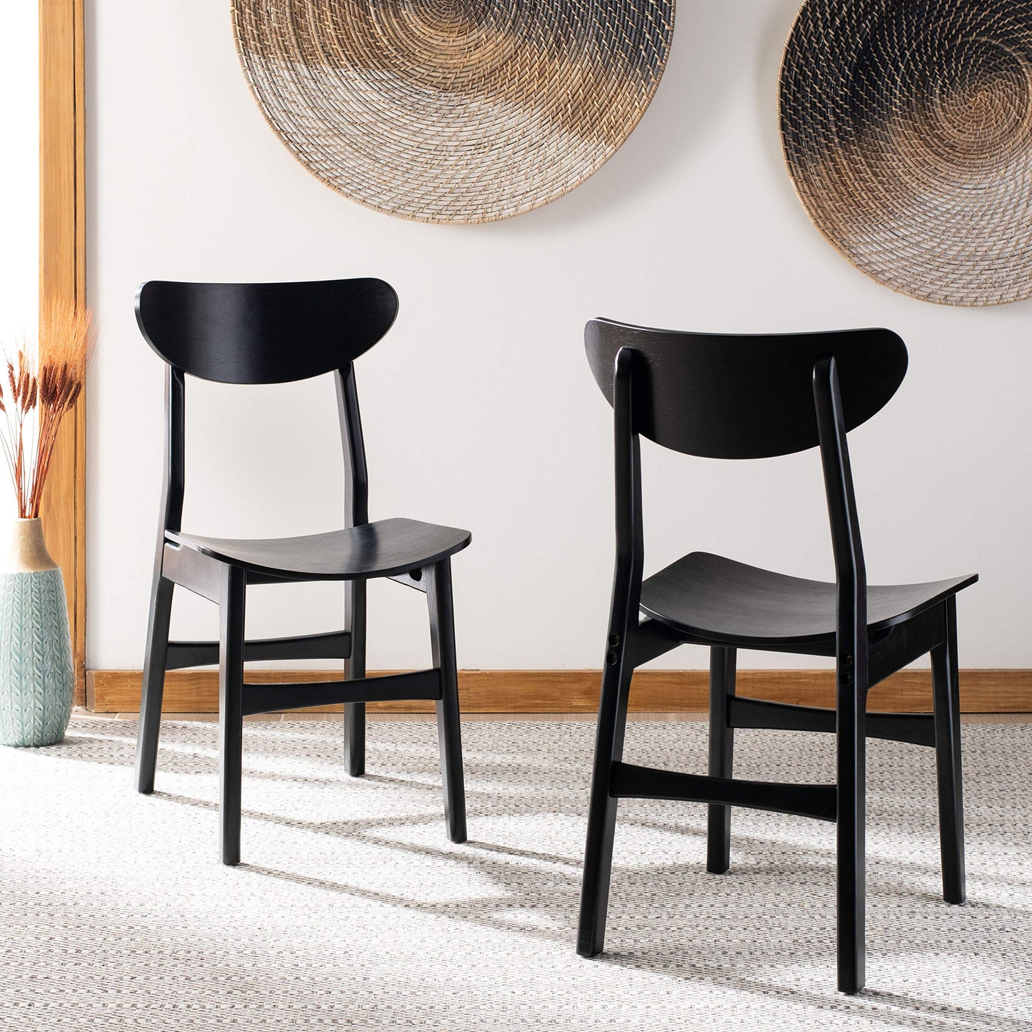 Safavieh Home Lucca Retro Black Dining Chair, Wood, Set of 2 - WoodArtSupply