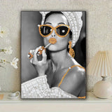 KUFWKEY Woman Diamond Art Kit for Beginners,Partial Diamond Painting Kits for Adults,5D Special Shape Diamond Art Painting,DIY Diamond dots,Mosaic Crafts for Adults,Bathroom Decor,11.81x15.7 inch KUFWKEY