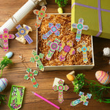 Glenmal 12 Pcs Easter Diamond Painting Keychains Cross Diamond Art Keychains Kits for Adults Religious Crosses Ornaments 5D Key Chain Christian Rhinestones Bookmarks Key Rings for DIY Crafts Gifts Glenmal