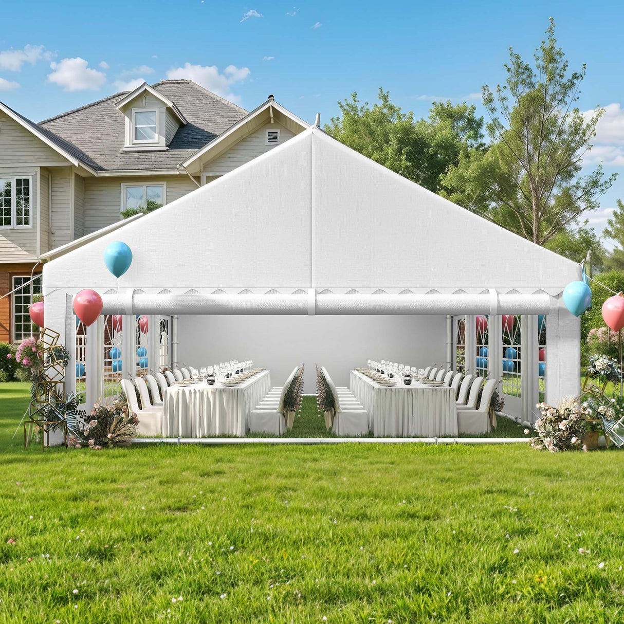 YITAHOME 20x30FT Heavy Duty Party Tent PVC White Tent Wedding Event Shelters Ripple Design Upgraded Galvanized Canopy with Large Roof Removable Sidewalls & 3 Storage Bags 600D Oxford Commercial YITAHOME