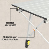 PORTAL Outdoor Folding Portable Picnic Camping Table with Adjustable Height Aluminum Roll Up Table Top Mesh Layer, Silver PORTAL