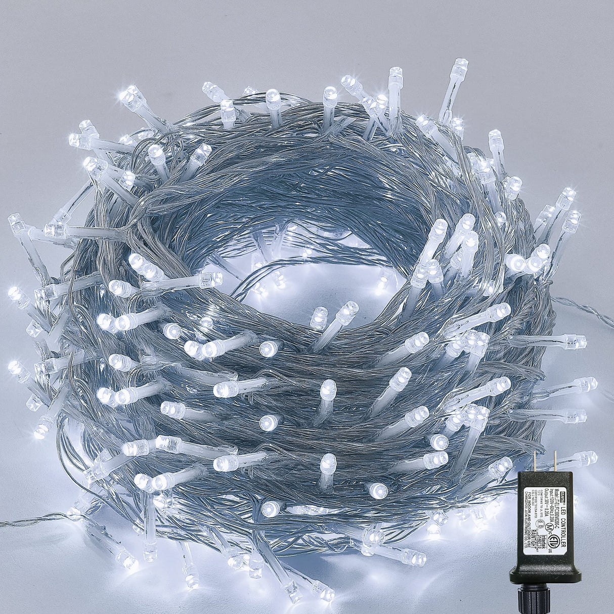 LJLNION 300 LED String Lights Outdoor Indoor, Extra Long 98.5FT Super Bright Christmas Lights, 8 Lighting Modes, Plug in Waterproof Fairy Lights for Holiday Wedding Party Bedroom Decorations ( White) LJLNION