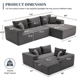 Mangodan 110” Cloud Sectional Couch, Boneless Sofa for Living Room, Modular Sectional Sofa with Deep Seat, Fluffy Couch with L-Shaped Chaise, No Assembly Required (Right-Facing Chaise, Dark Grey) Mangodan
