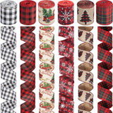 Boao 6 Rolls Christmas Wired Ribbons 2.5 Inch x 24 Yards Buffalo Red White Black Plaid Ribbons Vintage Truck Trees Glittered Snowflake Wired Edge Ribbon for Christmas DIY Wrapping Wedding Floral Craft Boao