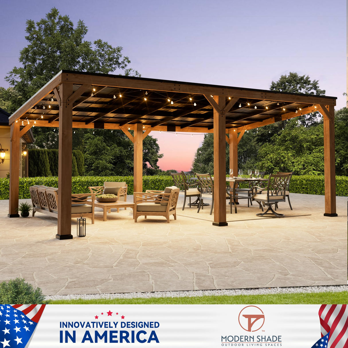 Modern Shade Supreme Cedar Wood Gazebo 12' x 20' with Hardtop Slope Roof, Wooden Grill Gazebo with Durable and Rot-Resistant, Supports Snow Loads and High Wind Speeds, Ideal for Backyard, Deck, Garden Modern Shade Outdoor Living Spaces