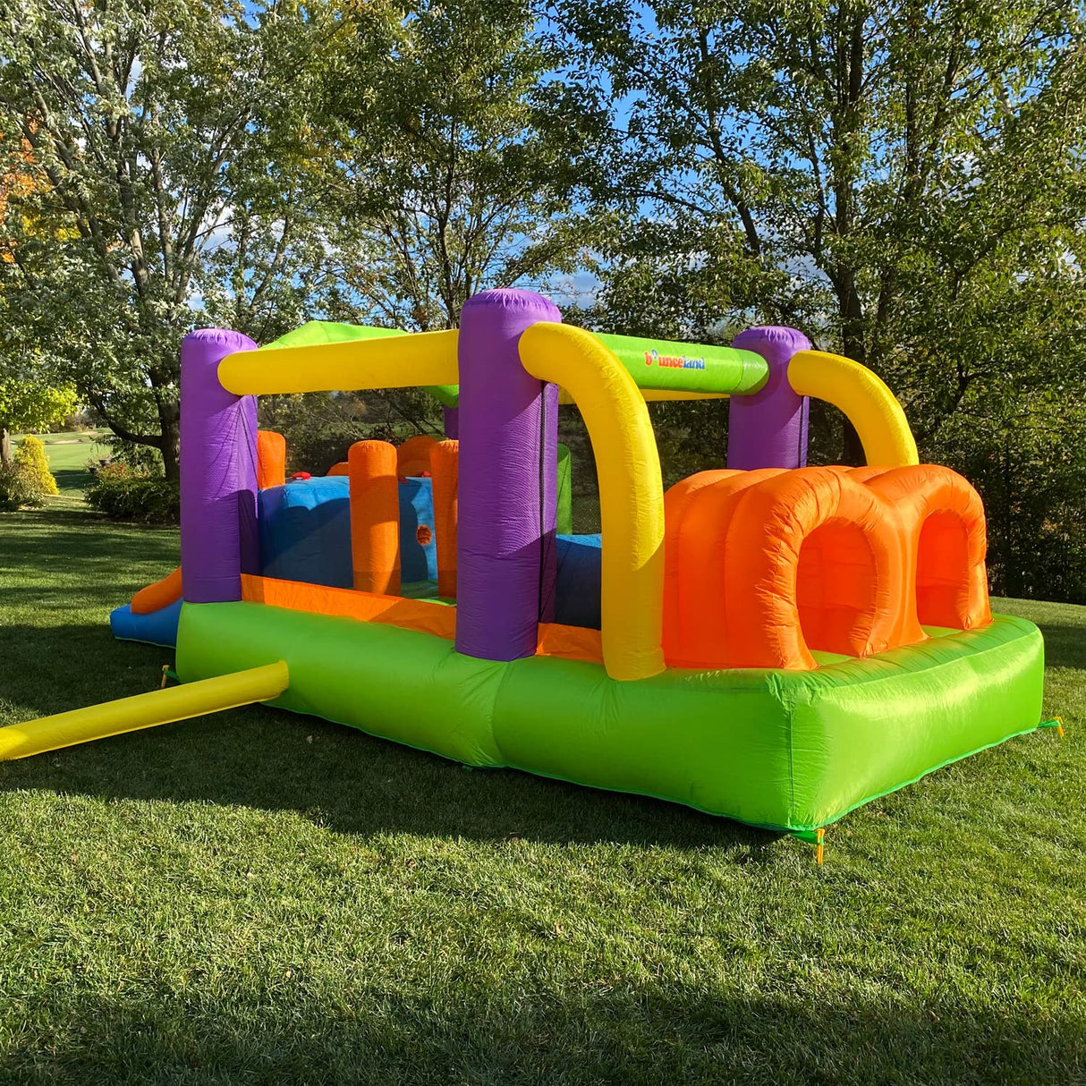 Bounceland Pro Racer Obstacle Bounce House with Dual Slides [Blower NOT Included], Bounce, Climb, Slide All in One, 19 ft x 9 ft x 7 ft H, Great for Big Party, Fun Racing Game for Teams Bounceland