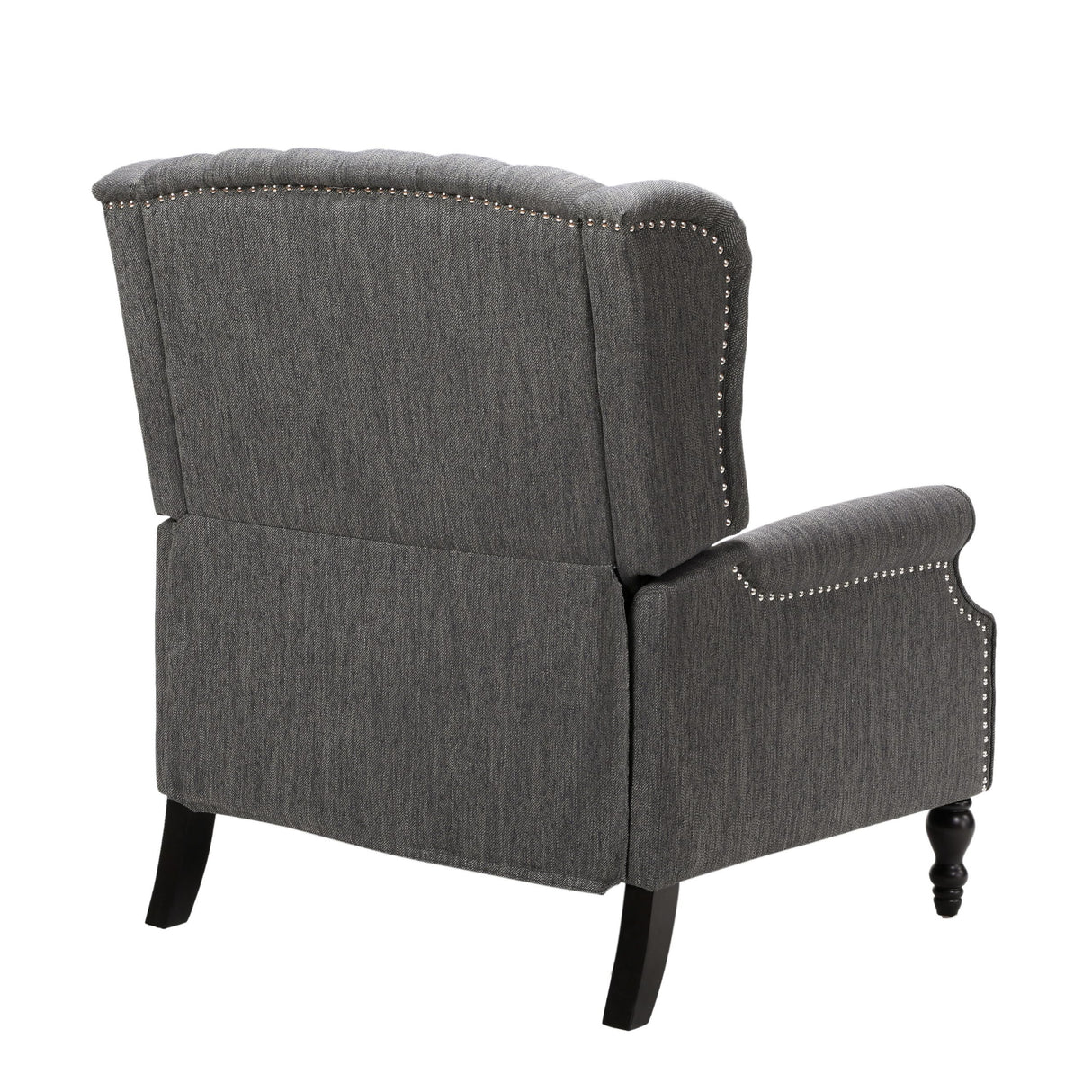 Benjara Jade Oversize Wide Chair Manual Recliner, Dark Button Tuft, Charcoal Gray and Brown Benzara